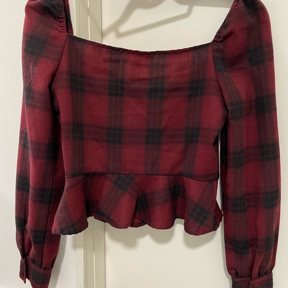 Button up plaid peplum top - Picture 3 of 3